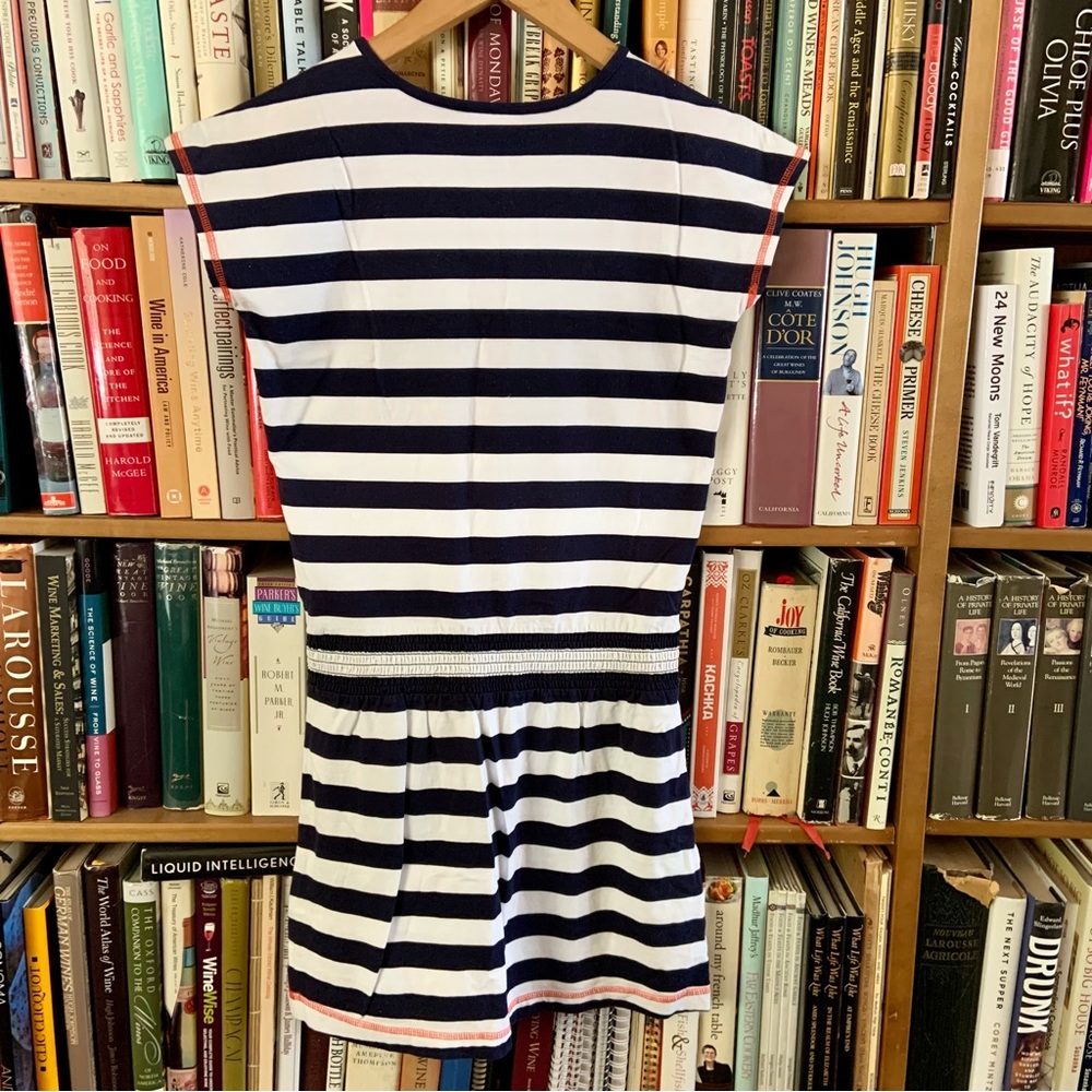 Hanna Andersson Blue White Striped Orange Flowers Drop Waist Cotton Dress 150 12 - Picture 8 of 8